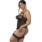SUBBLIME - TEDDY AVEC JARRETIÈRE AVEC DÉTAIL DENTELLE ET BANDES NOIR L/XL SUBBLIME - TEDDY AVEC JARRETIÈRE AVEC DÉTAIL DENTELLE ET BANDES NOIR L/XL