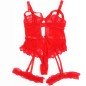 SUBBLIME - TEDDY AVEC JARRETIÈRE AVEC DÉTAIL DENTELLE ET BANDES ROUGE L/XL SUBBLIME - TEDDY AVEC JARRETIÈRE AVEC DÉTAIL DENTELLE ET BANDES ROUGE L/XL