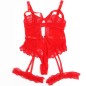 SUBBLIME - TEDDY AVEC JARRETIÈRE AVEC DÉTAIL DENTELLE ET BANDES ROUGE L/XL SUBBLIME - TEDDY AVEC JARRETIÈRE AVEC DÉTAIL DENTELLE ET BANDES ROUGE L/XL