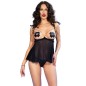 CHILIROSE - CR 4715 SET BABYDOLL QUATTRO PEZZI NERO S CHILIROSE - CR 4715 SET BABYDOLL QUATTRO PEZZI NERO S