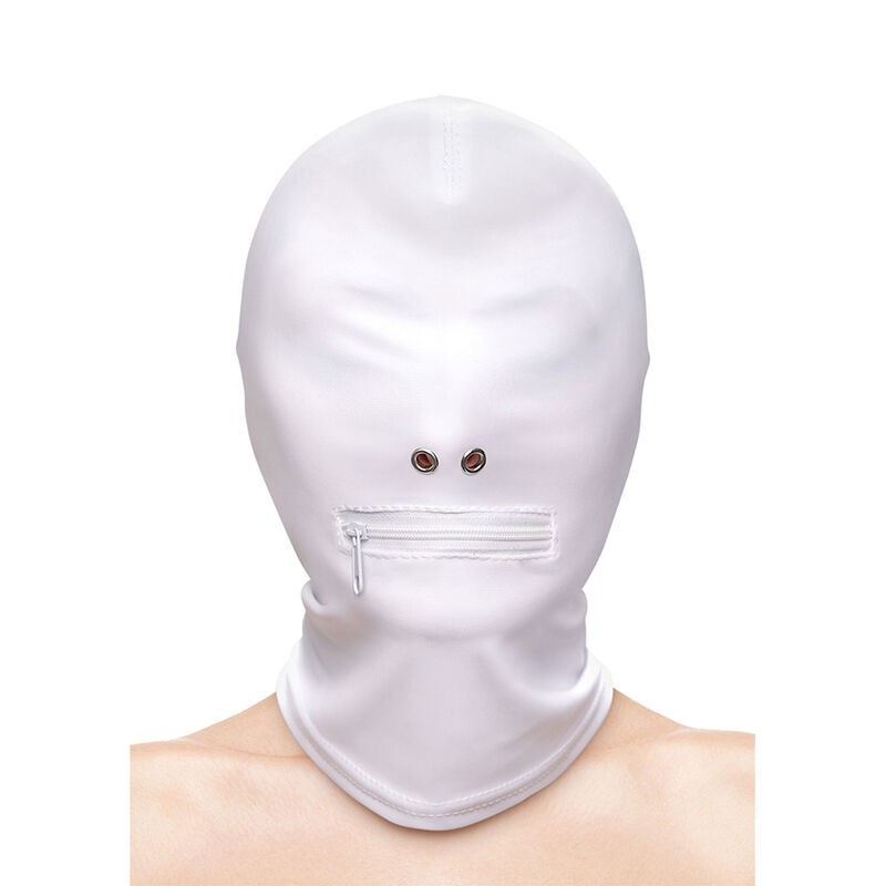 NS NOVELTIES - FETISH FASHION CAPUCHE BOUCHE FERMÉE À FERMETURE ÉCLAIR NYLON BLANC NS NOVELTIES - FETISH FASHION CAPUCHE BOUCHE FERMÉE À FERMETURE ÉCLAIR NYLON BLANC