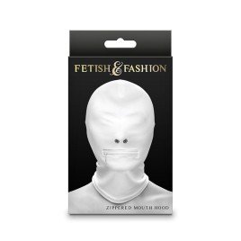 NS NOVELTIES - FETISH FASHION CAPUCHE BOUCHE FERMÉE À FERMETURE ÉCLAIR NYLON BLANC