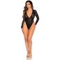 LEG AVENUE - BODY EN DENTELLE ET MANCHES LONGUES AVEC DIAMANTS NOIR TAILLE UNIQUE LEG AVENUE - BODY EN DENTELLE ET MANCHES LONGUES AVEC DIAMANTS NOIR TAILLE UNIQUE