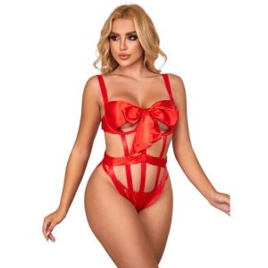 SUBBLIME - 954475 BODY SEXY AJOURÉ AVEC NOEUD ROUGE L/XL