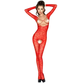 PASSION - FEMME BS031 BODYSTOCKING ROUGE TAILLE UNIQUE