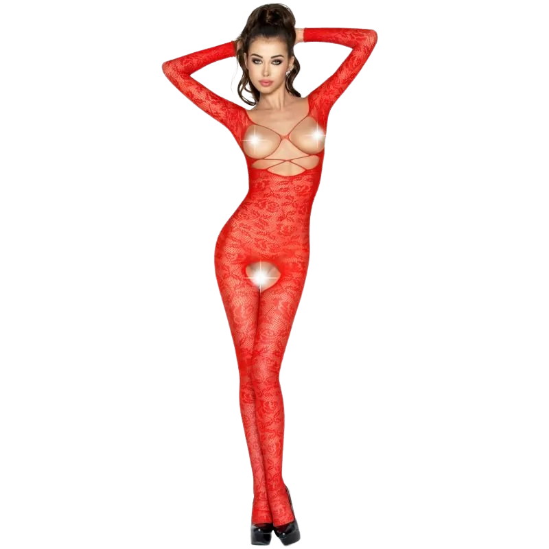 PASSION - FEMME BS031 BODYSTOCKING ROUGE TAILLE UNIQUE PASSION - FEMME BS031 BODYSTOCKING ROUGE TAILLE UNIQUE
