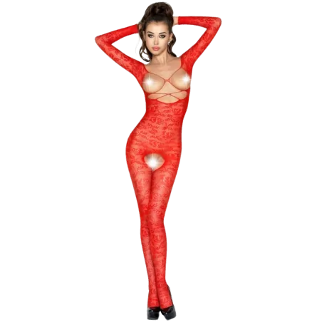 PASSION - FEMME BS031 BODYSTOCKING ROUGE TAILLE UNIQUE