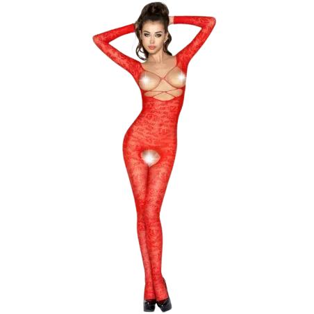 PASSION - WOMAN BS031 BODYSTOCKING ROSSO TAGLIA UNICA