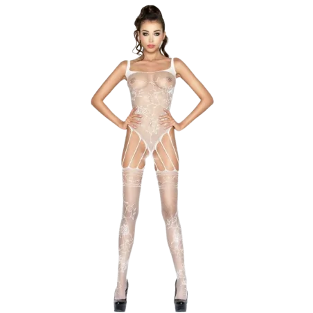 PASSION - FEMME BS034 BODYSTOCKING BLANC TAILLE UNIQUE