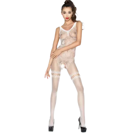 PASSION - FEMME BS045 BODYSTOCKING BLANC TAILLE UNIQUE