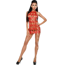 ME-SEDUCE - GWEN ROBE DOS NU ROUGE L/XL
