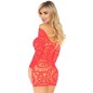 LEG AVENUE - ROBE MINI À MANCHES LONGUES EN DENTELLE AU CROCHET ROUGE TAILLE UNIQUE