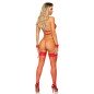 LEG AVENUE - ENSEMBLE QUATRE PIÈCES SOUTIEN-GORGE, STRING, PORTE-JARRETELLES ET POIGNETS TAILLE UNIQUE - BLANC