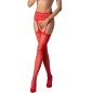 PASSION - S028 WEISSE STRÜMPFE MIT GARTER, EINE GRÖSSE