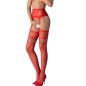 PASSION - S030 WEISSE STRÜMPFE MIT GARTER, EINE GRÖSSE