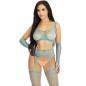 LEG AVENUE - CROP TOP STOCKINGS GLOVES BLUE LEG AVENUE - CROP TOP STOCKINGS GLOVES BLUE