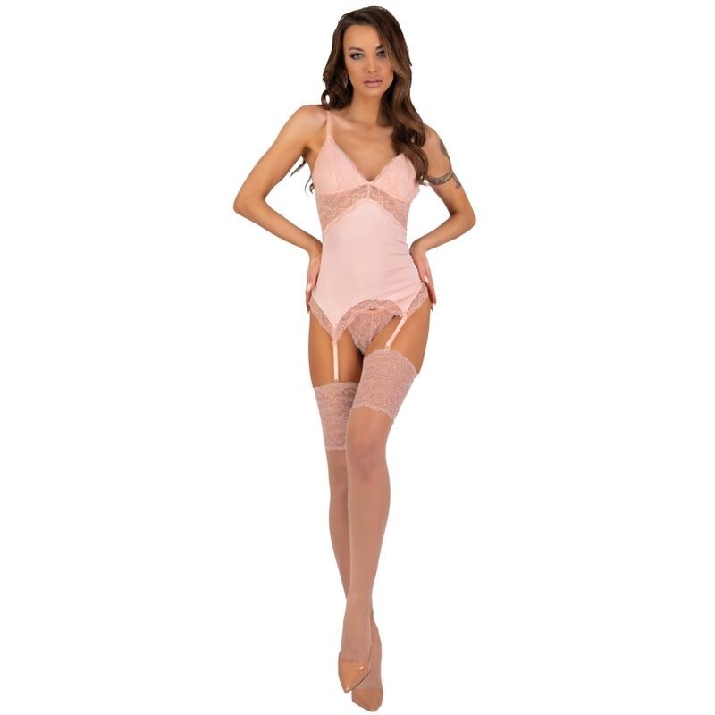 LIVCO CORSETTI FASHION - ENSEMBLE PERSINNE PÊCHE CORSET + CULOTTE + BAS LIVCO CORSETTI FASHION - ENSEMBLE PERSINNE PÊCHE CORSET + CULOTTE + BAS