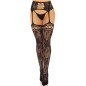 LEG AVENUE - BAS JARRETIÈRE DENTELLE FLORALE NOIR
