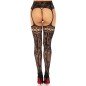 LEG AVENUE - BAS JARRETIÈRE DENTELLE FLORALE NOIR