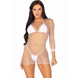 LEG AVENUE - ROBE EN RÉSILLE À MANCHES LONGUES VERT TAILLE UNIQUE
