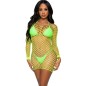 LEG AVENUE - ROBE EN RÉSILLE À MANCHES LONGUES VERT TAILLE UNIQUE LEG AVENUE - ROBE EN RÉSILLE À MANCHES LONGUES VERT TAILLE UNIQUE