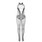 SUBBLIME - 951801 BODYSTOCKING RÉSILLE ET DENTELLE SANS FOURREAU COL MONTANT NOIR TAILLE UNIQUE
