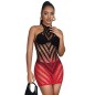 SUBBLIME - 952242 ROTER UND SCHWARZER KLEID AUS ELASTISCHEM NETZ MIT ABGESCHNITTENEM DEGRAD EINE GRÖSSE