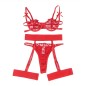 SUBBLIME - 954338 BH + STRING + STRUMPFGÜRTEL MIT HERZDRUCK ROT L/XL