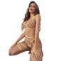 SUBBLIME - 954345 SOUTIEN-GORGE + STRING + PORTE-JARRETELLES MOTIF FLORAL JAUNE S/M SUBBLIME - 954345 SOUTIEN-GORGE + STRING + PORTE-JARRETELLES MOTIF FLORAL JAUNE S/M