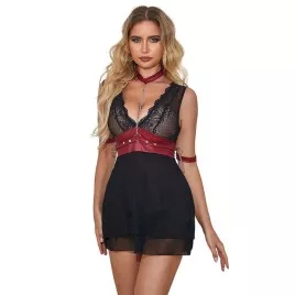 SUBBLIME - 954437 BONDAGE-KLEID AUS SPITZE SCHWARZ L/XL