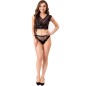LIVCO CORSETTI FASHION - MELISENDA CF 1709 BADEMANTEL + HEMD + STRING SCHWARZ S