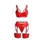 SUBBLIME - 955267 ROTER BONDAGE-BH MIT STRUMPFBAND-SET L/XL