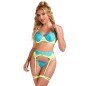 SUBBLIME - 955311 ENSEMBLE SOUTIEN-GORGE AVEC LIGNES DENTELLE ET JARRETELLE VERT ET BLEU S/M SUBBLIME - 955311 ENSEMBLE SOUTIEN-GORGE AVEC LIGNES DENTELLE ET JARRETELLE VERT ET BLEU S/M