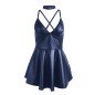 SUBBLIME - 955410 ROBE À BRETELLES EN CUIR BLEU S/M SUBBLIME - 955410 ROBE À BRETELLES EN CUIR BLEU S/M