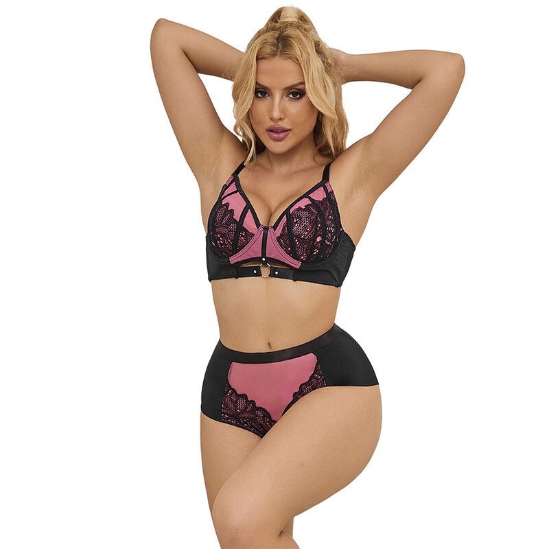 SUBBLIME - 955588 ENSEMBLE SOUTIEN-GORGE EN CUIR VERNI ROSE AVEC FERMETURE ÉCLAIR L/XL SUBBLIME - 955588 ENSEMBLE SOUTIEN-GORGE EN CUIR VERNI ROSE AVEC FERMETURE ÉCLAIR L/XL
