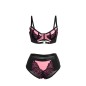 SUBBLIME - 955588 ENSEMBLE SOUTIEN-GORGE EN CUIR VERNI ROSE AVEC FERMETURE ÉCLAIR L/XL