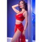 CHILIROSE - CR 4850 ENSEMBLE TOP ET LEGGINGS ROUGE AVEC ACCESSOIRES DORÉS XL