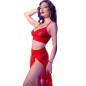 CHILIROSE - CR 4850 ENSEMBLE TOP ET LEGGINGS ROUGE AVEC ACCESSOIRES DORÉS XL