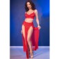 CHILIROSE - CR 4850 ENSEMBLE TOP ET LEGGINGS ROUGE AVEC ACCESSOIRES DORÉS XL