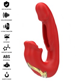 INTENSE - NATHY DOPPIO VIBRATORE CON STIMOLANTE MULTIFUNZIONE BOCCA ROSSO