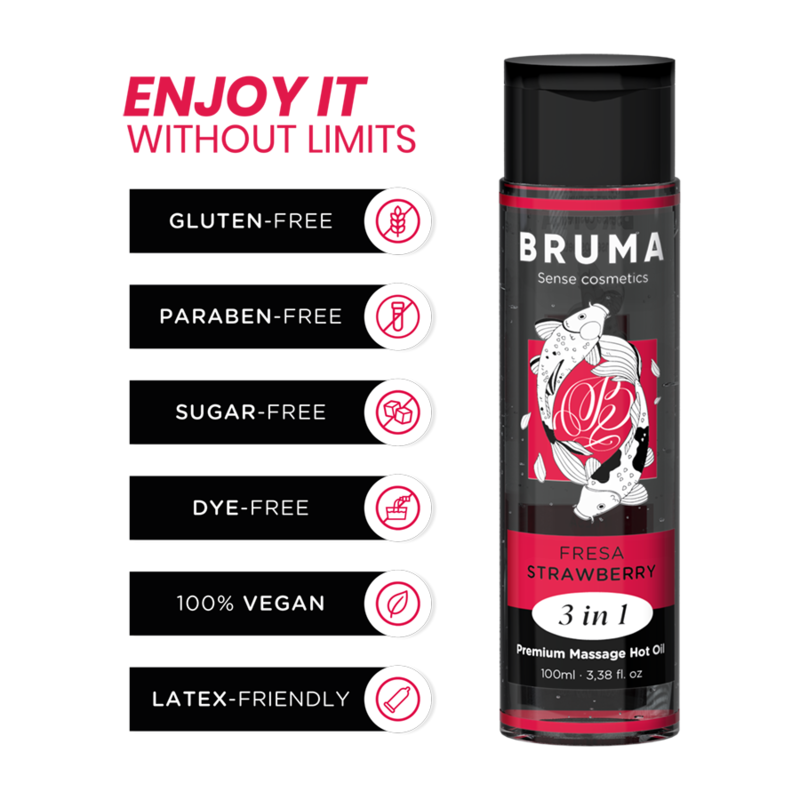 BRUMA - PREMIUM MASSAGE HOT OIL STRAWBERRY 3 IN 1 - 100 ML BRUMA - PREMIUM MASSAGE HOT OIL STRAWBERRY 3 IN 1 - 100 ML