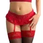 QUEEN LINGERIE - STRUMPFSTUMPF UND THANG MIT ROTEM BLUMENDESIGN S/M