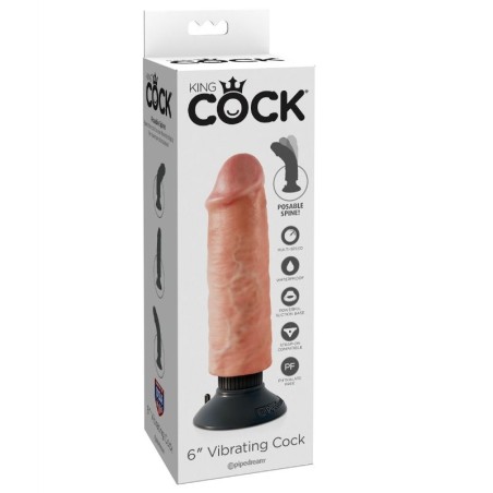 KING COCK - VIBRATORDILDO 15.24 CM NATÜRLICH