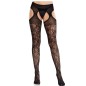 LEG AVENUE - BLUMENSPITZENSTRÜMPFE MIT STRUMPFBÄNDERN UNITED BLACK LEG AVENUE - BLUMENSPITZENSTRÜMPFE MIT STRUMPFBÄNDERN UNITED BLACK