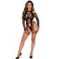 LEG AVENUE - BODYSTOCKING RÉSILLE AVEC PORTE-JARRETELLES ET HARNAIS NOIR