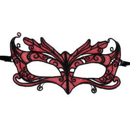 QUEEN LINGERIE - MASCHERA IN PIZZO CON DETTAGLI ROSSI