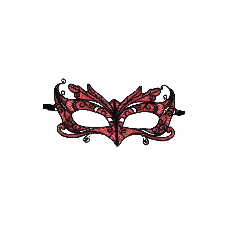 QUEEN LINGERIE - MASCHERA IN PIZZO CON DETTAGLI ROSSI QUEEN LINGERIE - MASCHERA IN PIZZO CON DETTAGLI ROSSI