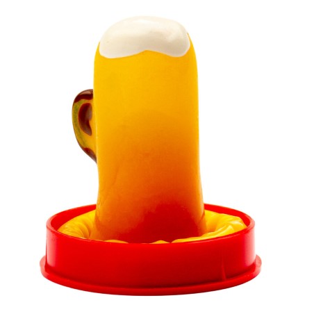 CONDOMERIE - PRÉSERVATIFS FANTAISIE PEINTS À LA MAIN VERRE DE BIÈRE