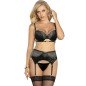 SUBBLIME - ENSEMBLE 3 PIÈCES SOUTIEN-GORGE + STRING + JARRETIÈRE DENTELLE NOIR S/M SUBBLIME - ENSEMBLE 3 PIÈCES SOUTIEN-GORGE + STRING + JARRETIÈRE DENTELLE NOIR S/M
