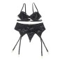 SUBBLIME - ENSEMBLE 3 PIÈCES SOUTIEN-GORGE + STRING + JARRETIÈRE DENTELLE NOIR S/M SUBBLIME - ENSEMBLE 3 PIÈCES SOUTIEN-GORGE + STRING + JARRETIÈRE DENTELLE NOIR S/M